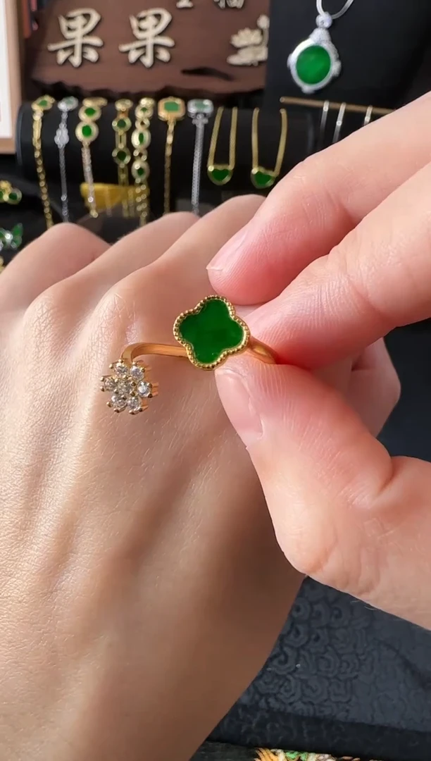 【闪购商品】翡翠耳饰银S925镶嵌戒指