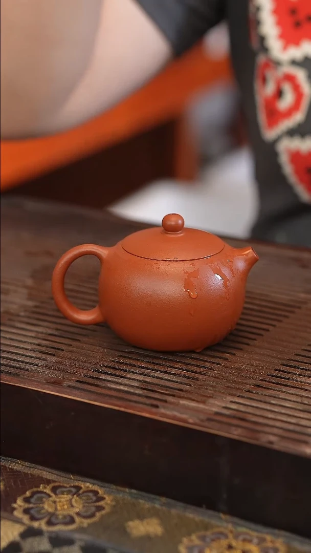 茶壶紫砂全手 大红袍 西施 宽口 170cc