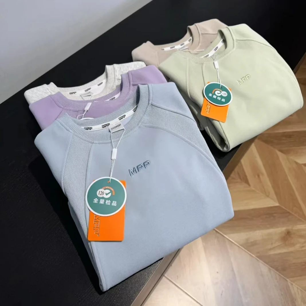 25春季新款 小字母刺绣 中大童男童女童 纯色百搭圆领卫衣 上衣