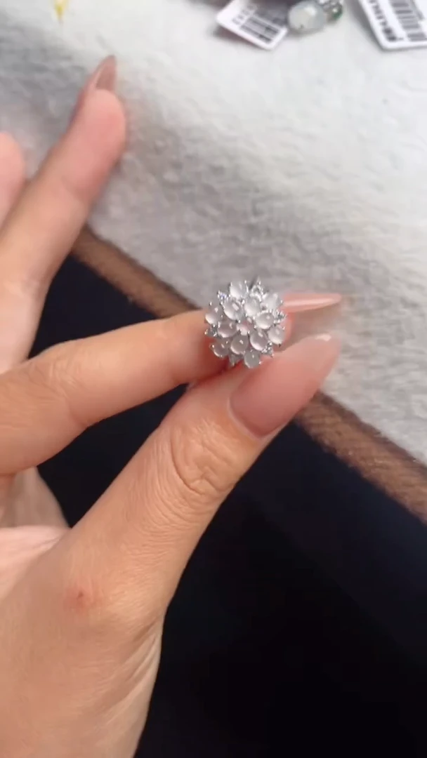 翡翠戒指银S925镶嵌天然A货翡翠