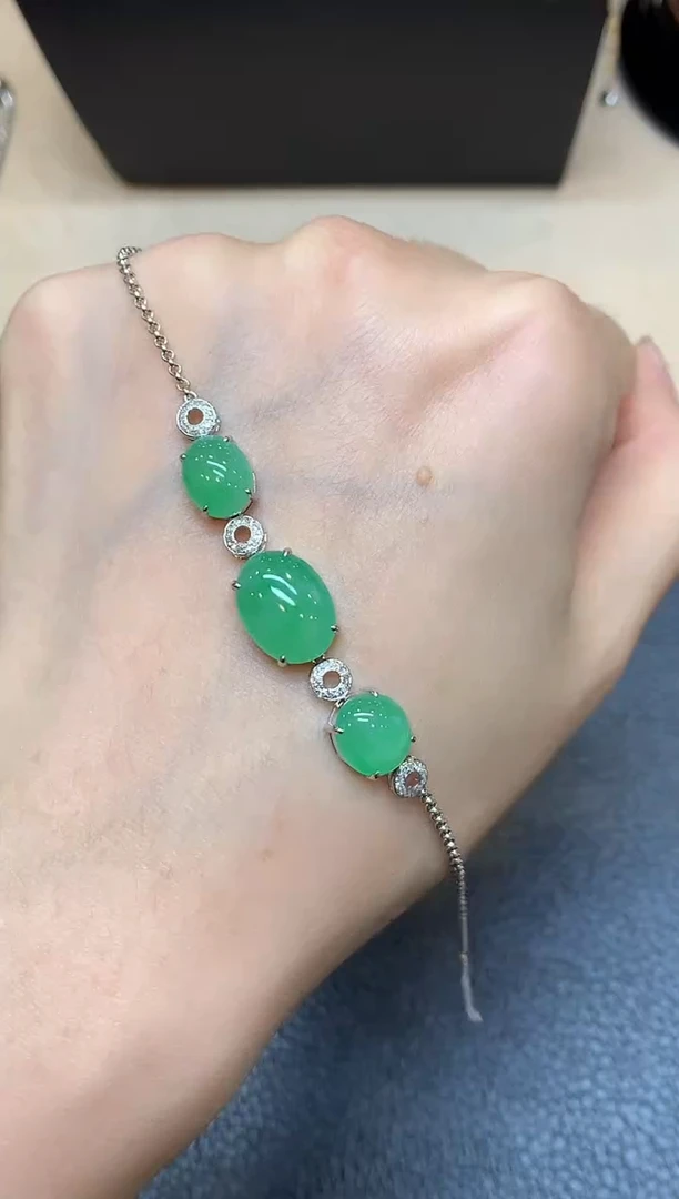 18K金镶嵌手链翡翠【无鉴赏期】蛋面【无服务费