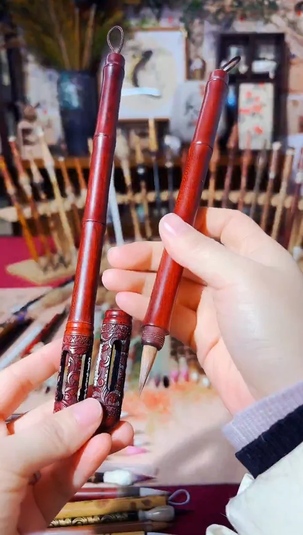 闪17 红檀 带帽镂空狼毫出锋2.5（清水试笔）一支到手