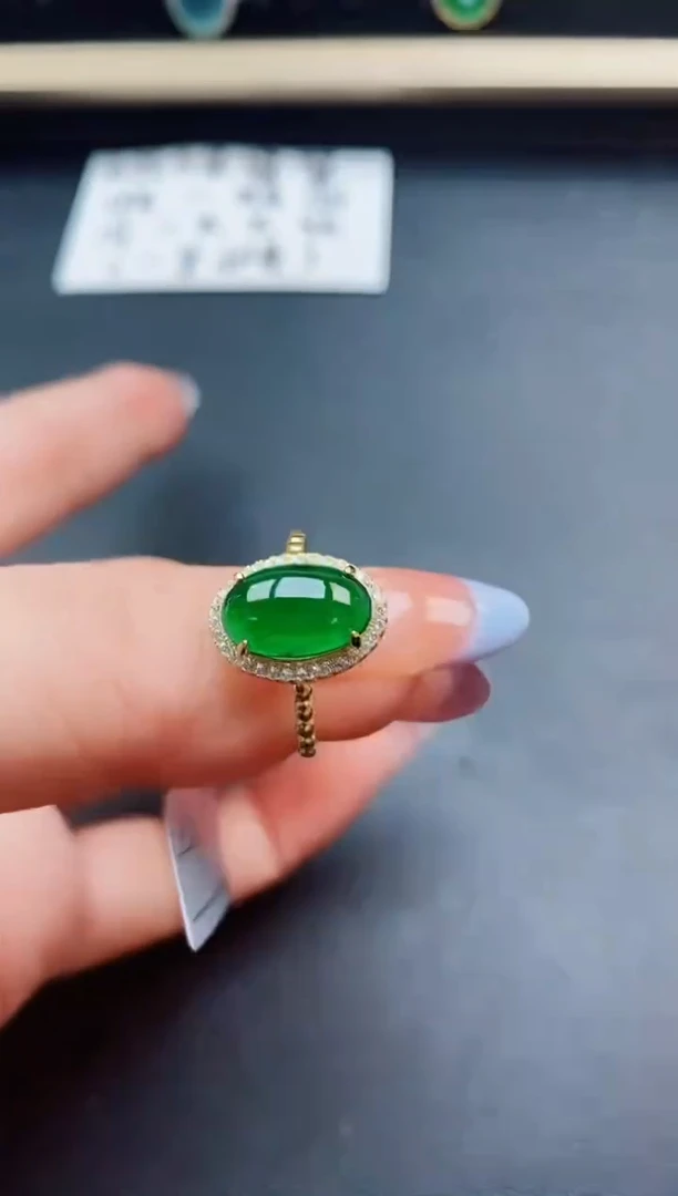 翡翠戒指银S925镶嵌21321