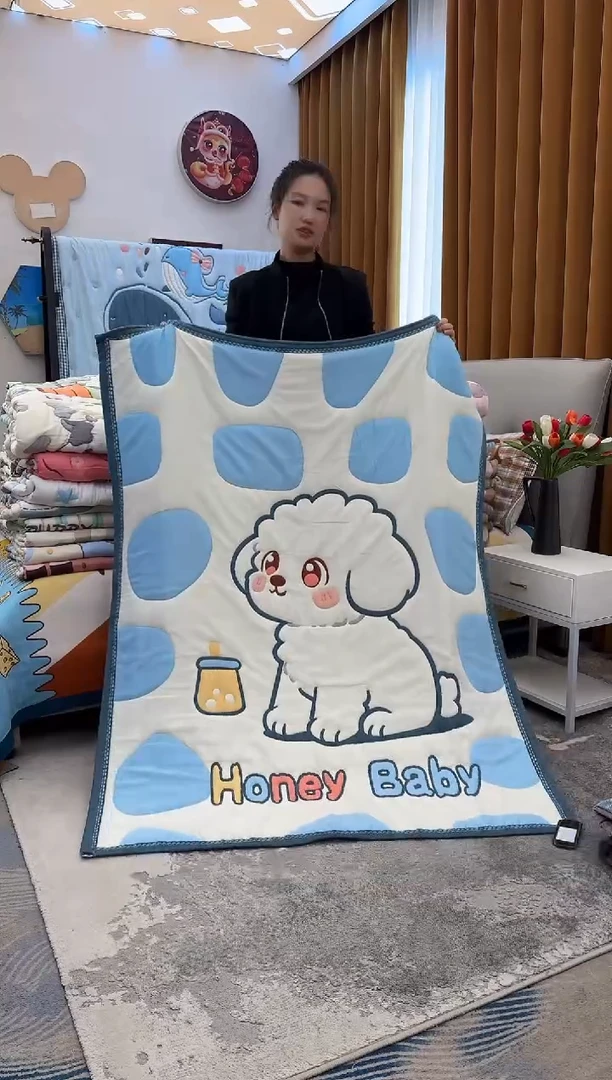 棉质花小奶狗蓝-120x150