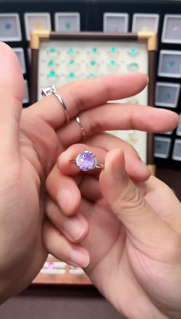 银S925镶嵌戒指紫晶1111