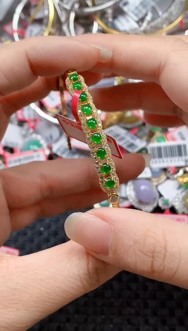 银S925镶嵌戒指翡翠天然A货缅甸翡翠