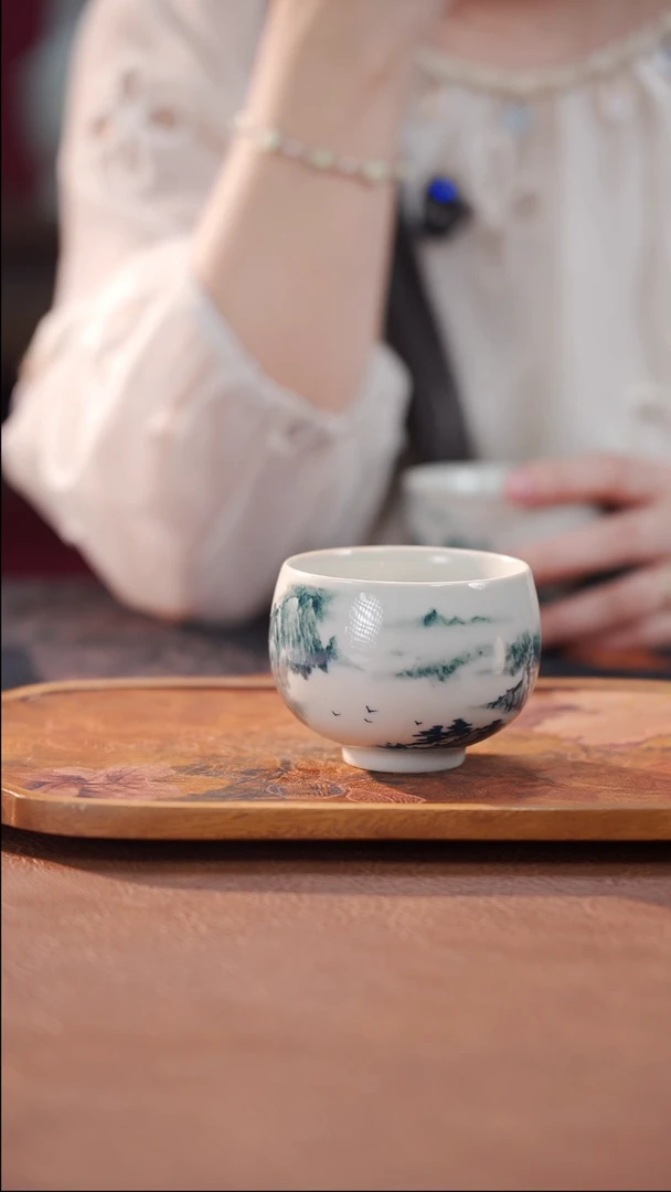 柴烧禅定杯-山水