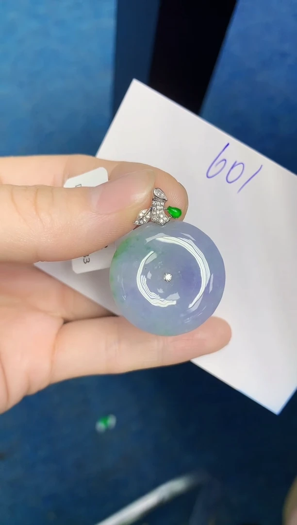 颈饰18K金镶嵌翡翠天然缅甸翡翠A货翡翠百元以上9元证书费自理