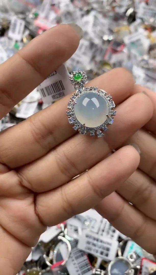 银S925镶嵌戒指翡翠151515---2