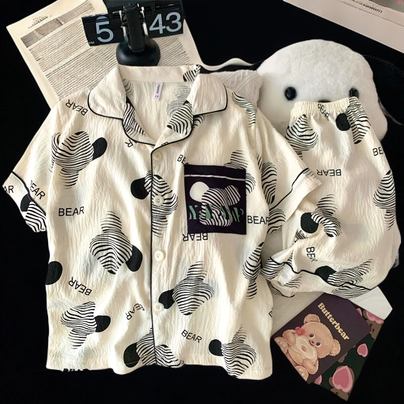 儿童睡衣男童夏季薄款云朵棉短袖短裤套装小男孩初中生夏天家居服