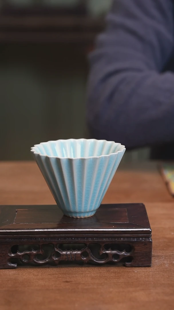 【闪购商品】Y宝丰宋官窑原产地汝瓷斗笠杯（微瑕）