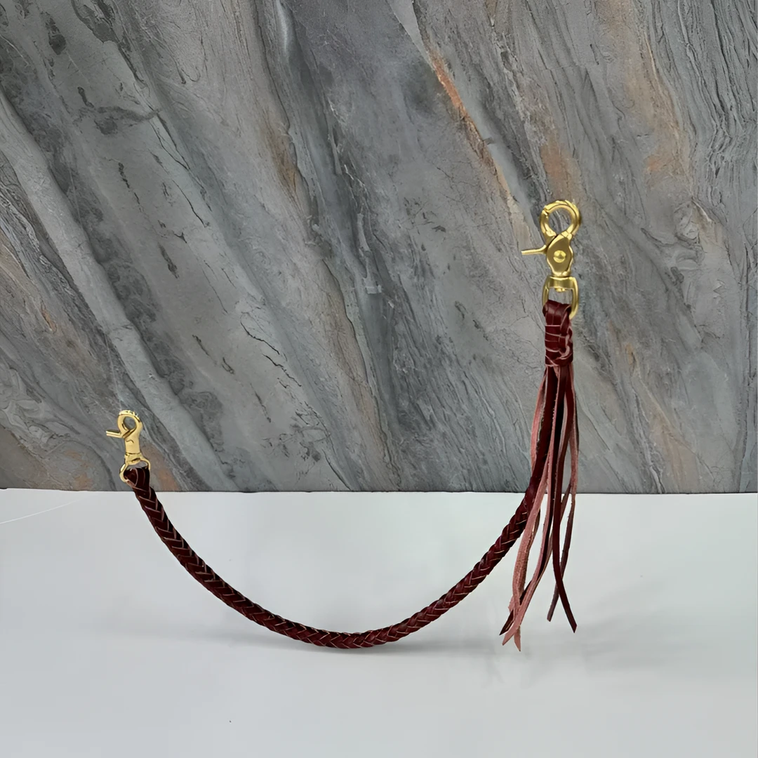 WILDSELECTION裤链手工编织8股意大利头层植鞣牛皮裤链