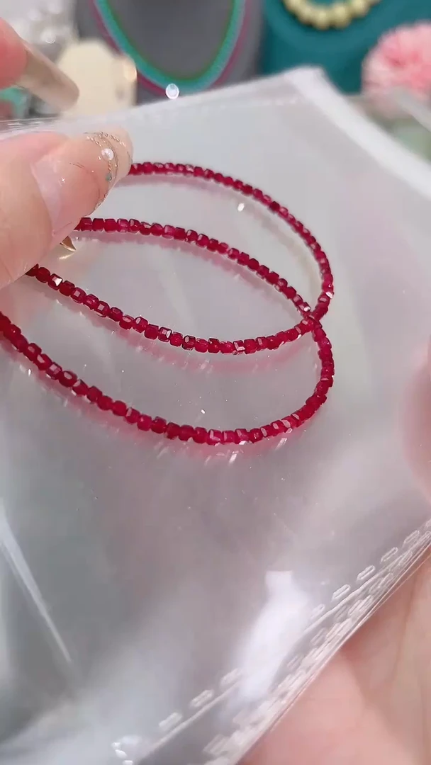 手链银S925镶嵌红宝石姨妈56