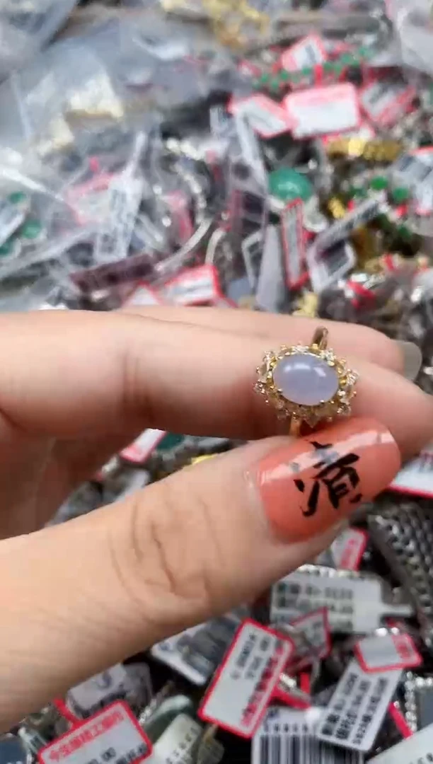 银S925镶嵌戒指翡翠天然A货缅甸翡翠