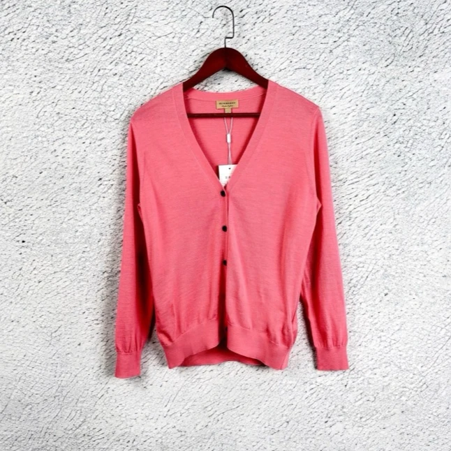 未使用 BURBERRY/博柏利  粉色袖口经典格纹针织开衫