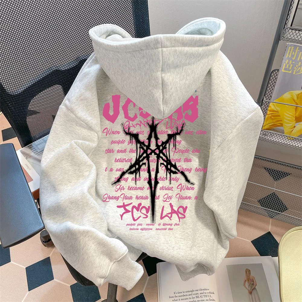 特大码300斤潮牌连帽卫衣冬季印花简约百搭复古加厚休闲男款外套