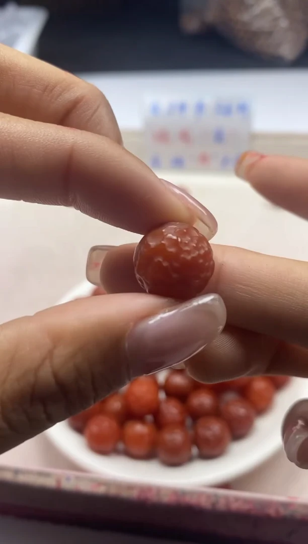 【闪购商品】南红玛瑙颈饰银S800镶嵌w2134南红柿子红牡丹珠*1颗