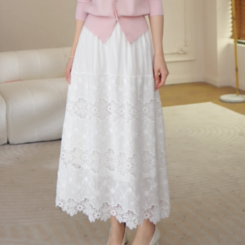 之曼ZM【白桃布蕾】气质高腰A字版半身裙