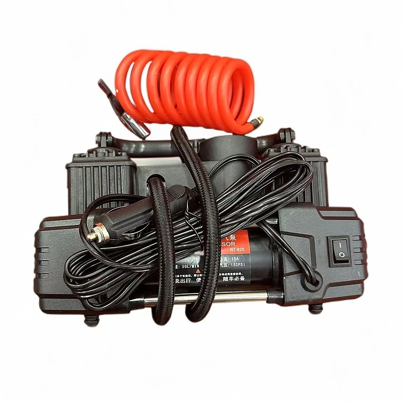 张张 普路驰便携双杠双涡轮99800纯铜气泵车载充气泵DF