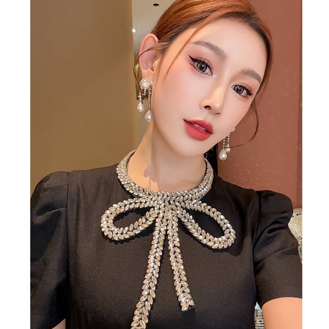 轻奢高级满钻麦穗水钻蝴蝶结假领子AZ745
