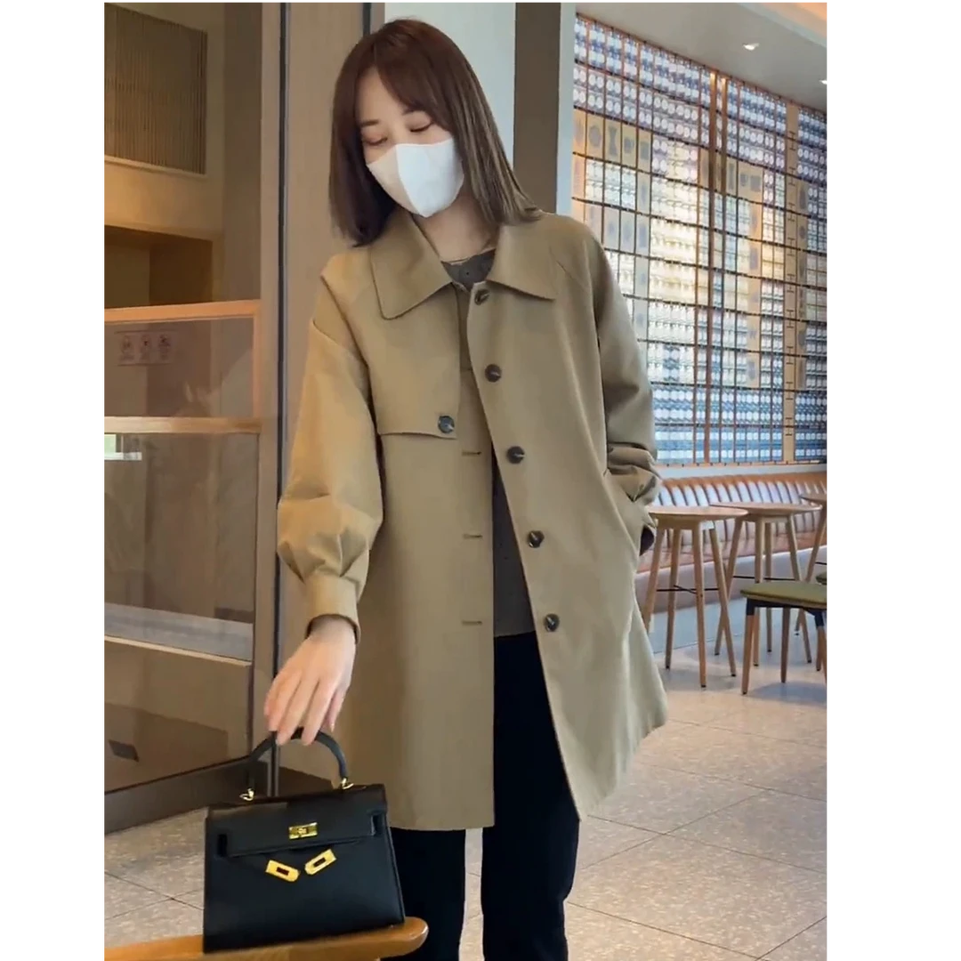 气质休闲风衣外套女2025新款春秋季中长款韩版宽松显瘦小个子大衣