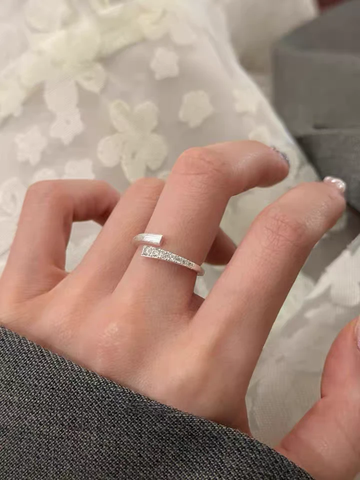 足银锆石戒指 足银戒指 足银微镶戒指时尚气质轻奢指环百搭小众款