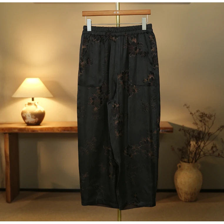 【姹紫嫣红-香云纱直筒裤】中式国风香云纱直筒裤0588