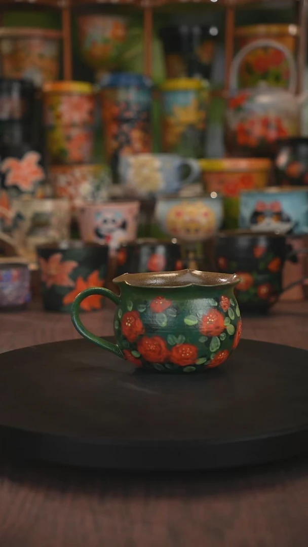 紫砂油画手绘釉下彩