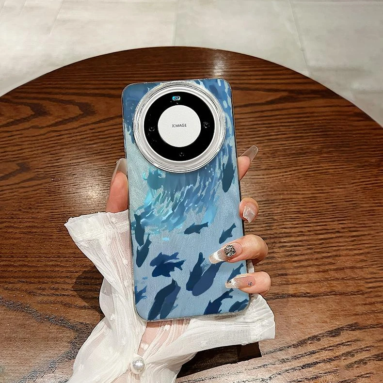 奥菲顿油画深海鱼群适用iPhone1615羽纱手机壳华为vivo小米oppo套