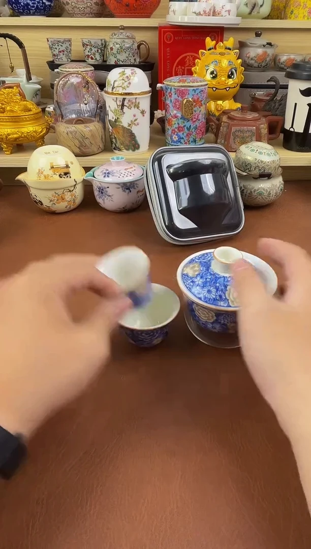 陶瓷茶具摆件旅行套组