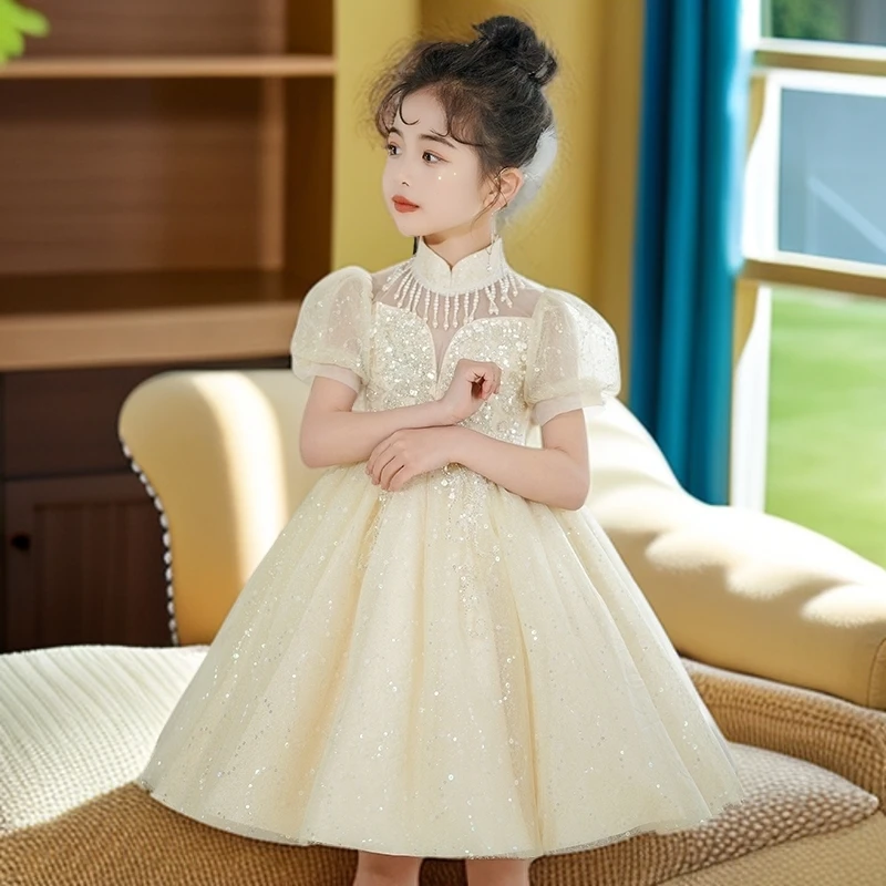 女童礼服公主裙高端轻奢定制女孩公主裙走秀拖尾公主裙儿童演出服
