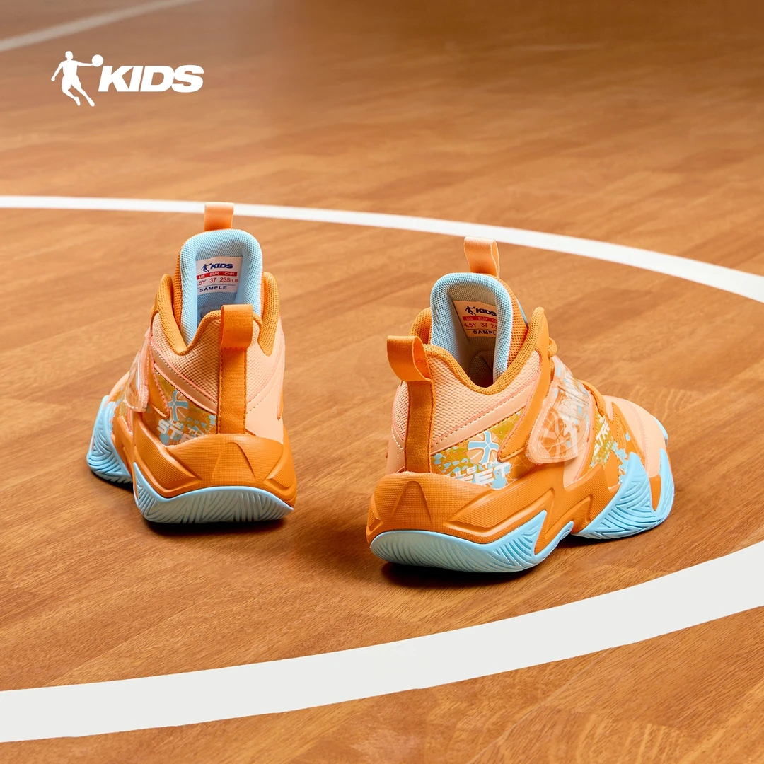 【雷霆】乔丹儿童篮球鞋秋冬皮面魔术贴防滑运动鞋减震科技耐磨童鞋