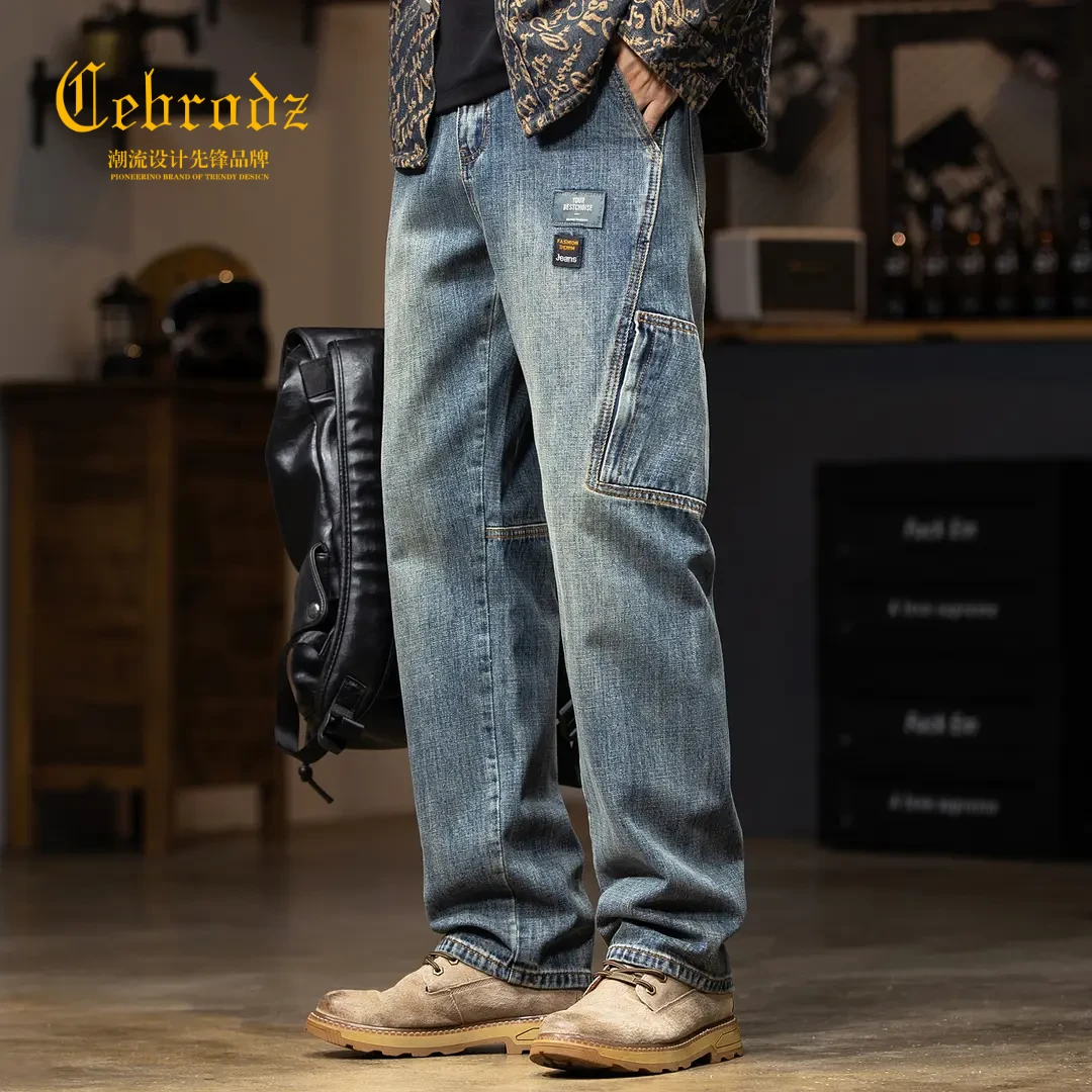 法国Cebrodz美式复古工装牛仔裤男款2025宽松休闲直筒裤潮流百搭