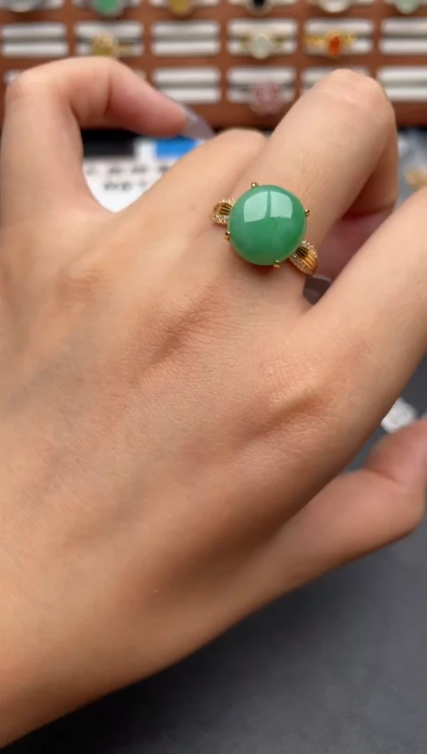 翡翠戒指银S925镶嵌一物一证一礼盒