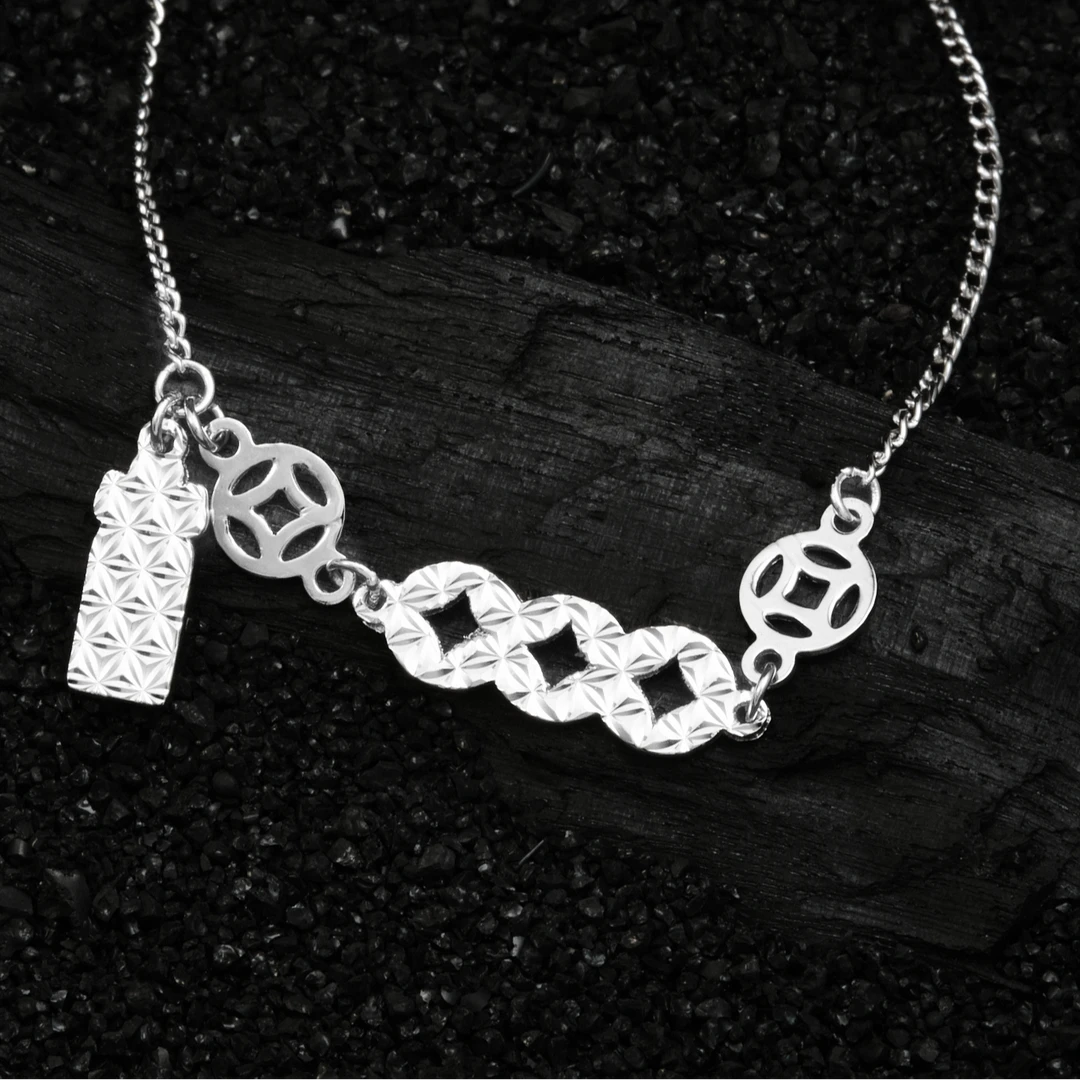 足银手链 足银990铜钱手链 时尚百搭 手围可调（SL9956）