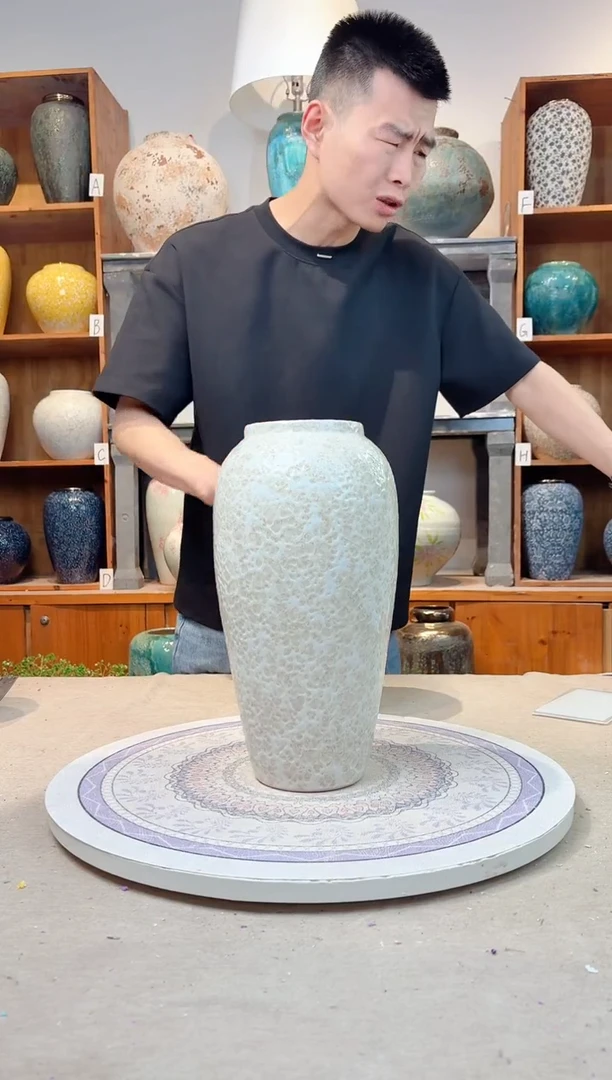 瓶陶瓷花瓶  茶白 大号 正品