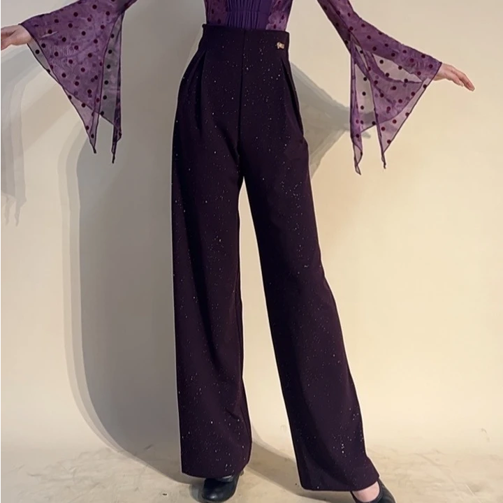 YRSS舞服♥新款星空闪银紫晶高腰摩登裤