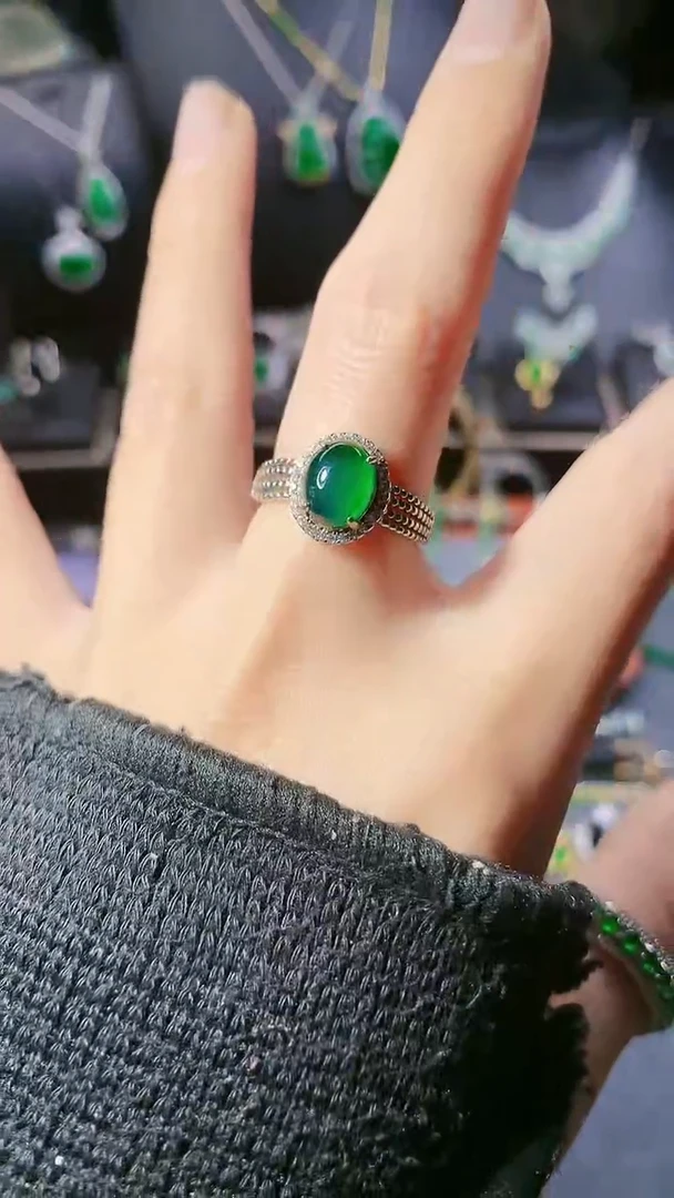 【闪购商品】翡翠戒指银S925镶嵌戒指