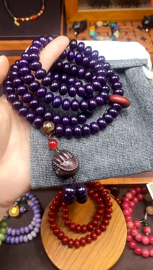 白玉菩提手串紫菩提108多圈 fo手 新品