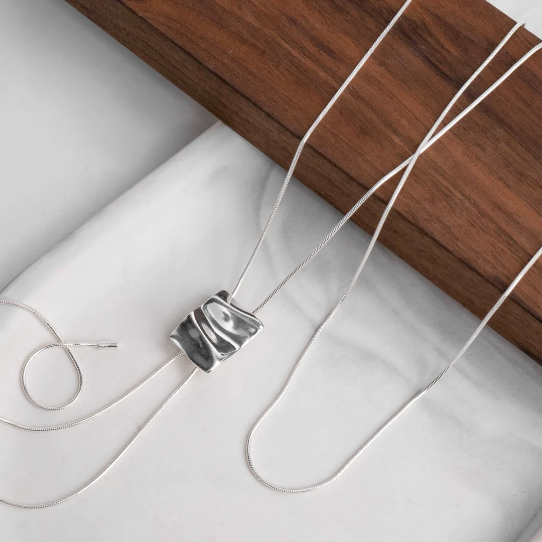 坠链均925银 秋冬时髦新款吊坠抽拉式项链高颜值轻奢小众毛衣链