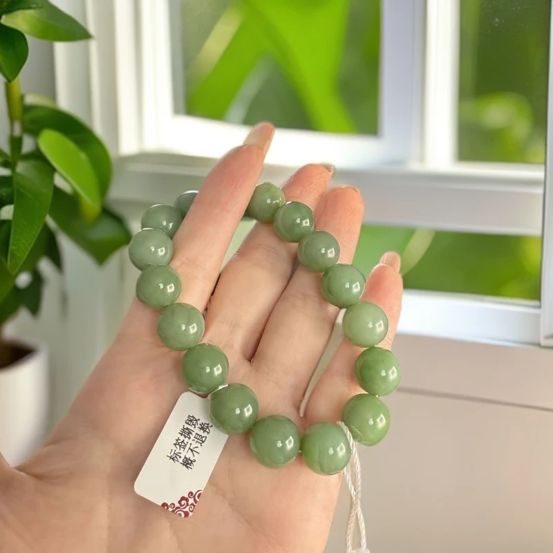 【汪氏精品】和田玉粉青12mm手串 多样性发其一 HY 91908-G4
