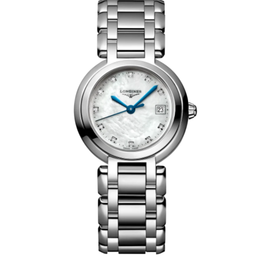 99新 Longines/浪琴 心月钻刻钢带贝母盘全原装女表石英26.5盘dr