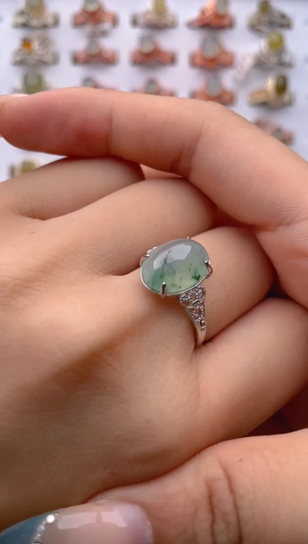 翡翠戒指银S925镶嵌111111111111111111