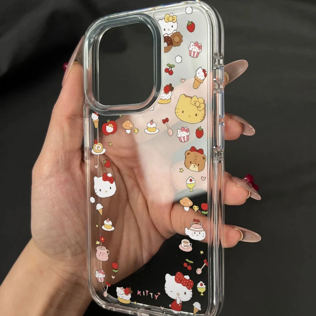 照片圈圈凯蒂猫适用苹果16手机壳iPhone15卡通12透明14promax大孔