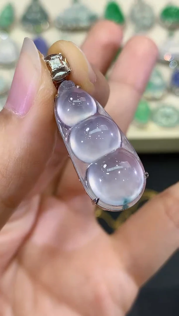 吊坠(不含链)18K金镶嵌翡翠B238