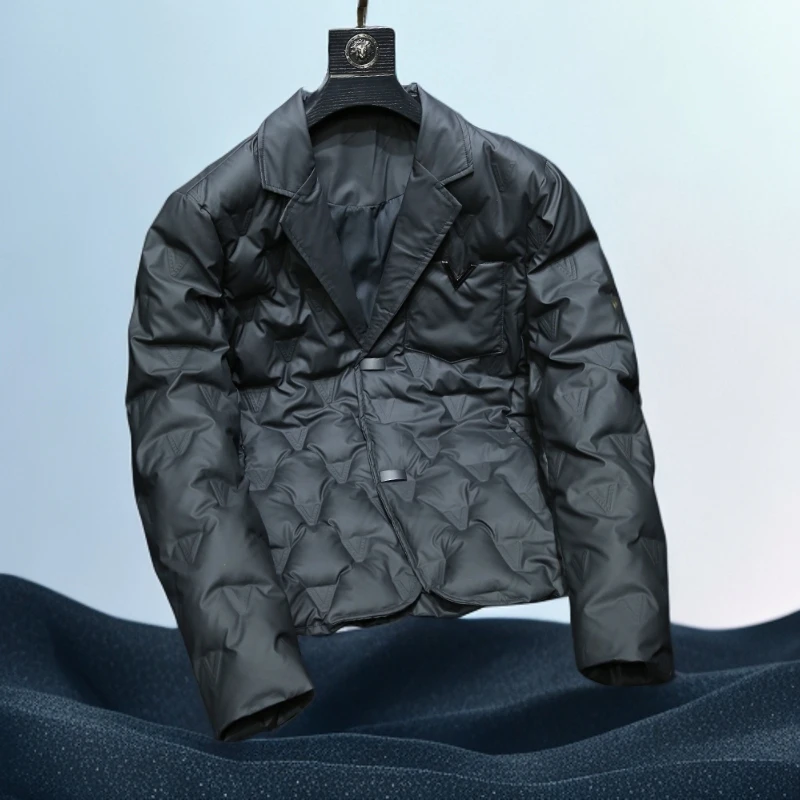 巴赛娜缇百搭短款西装羽绒服男士轻薄款潮流修身西服秋冬新款外套