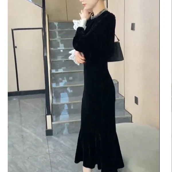 2025春季时尚气质假两件高腰显瘦中长款侧开叉连衣裙TTBD201401