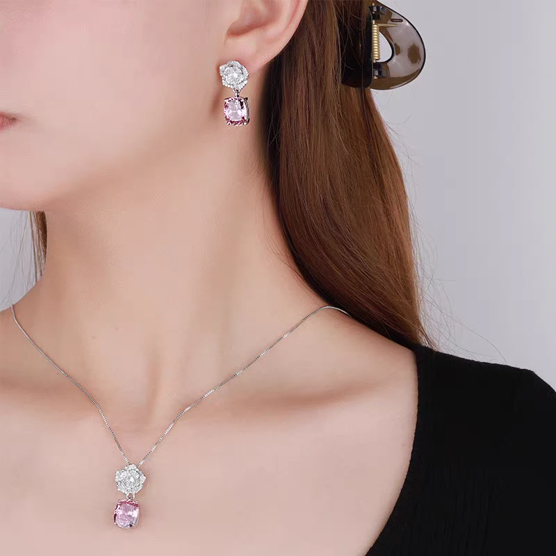 2364项链750黄金18k白金帕帕拉恰紫色蓝宝石项链赠礼盒