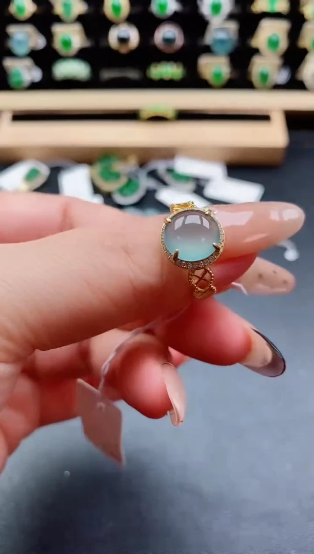 银S925镶嵌戒指翡翠1