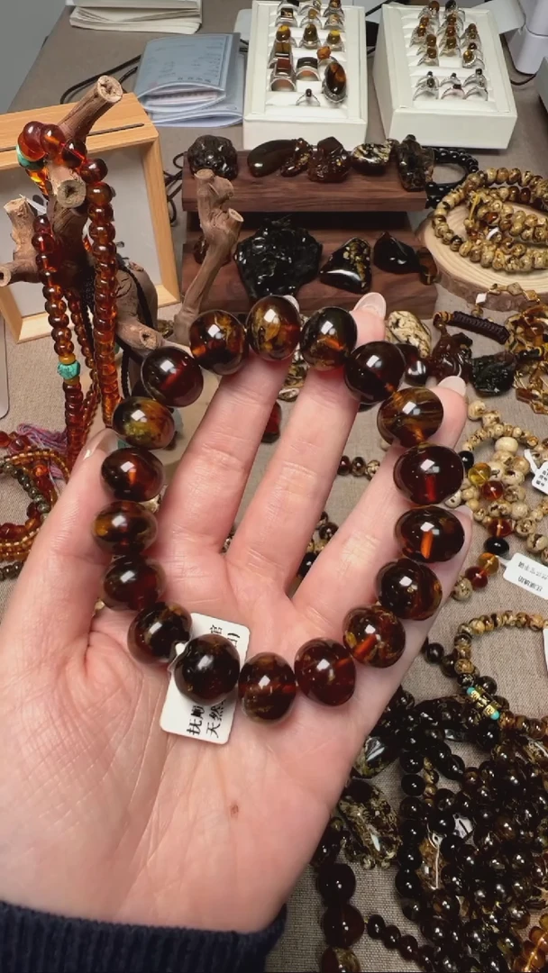 【闪购商品】琥珀手链未镶嵌抚顺琥珀14mm